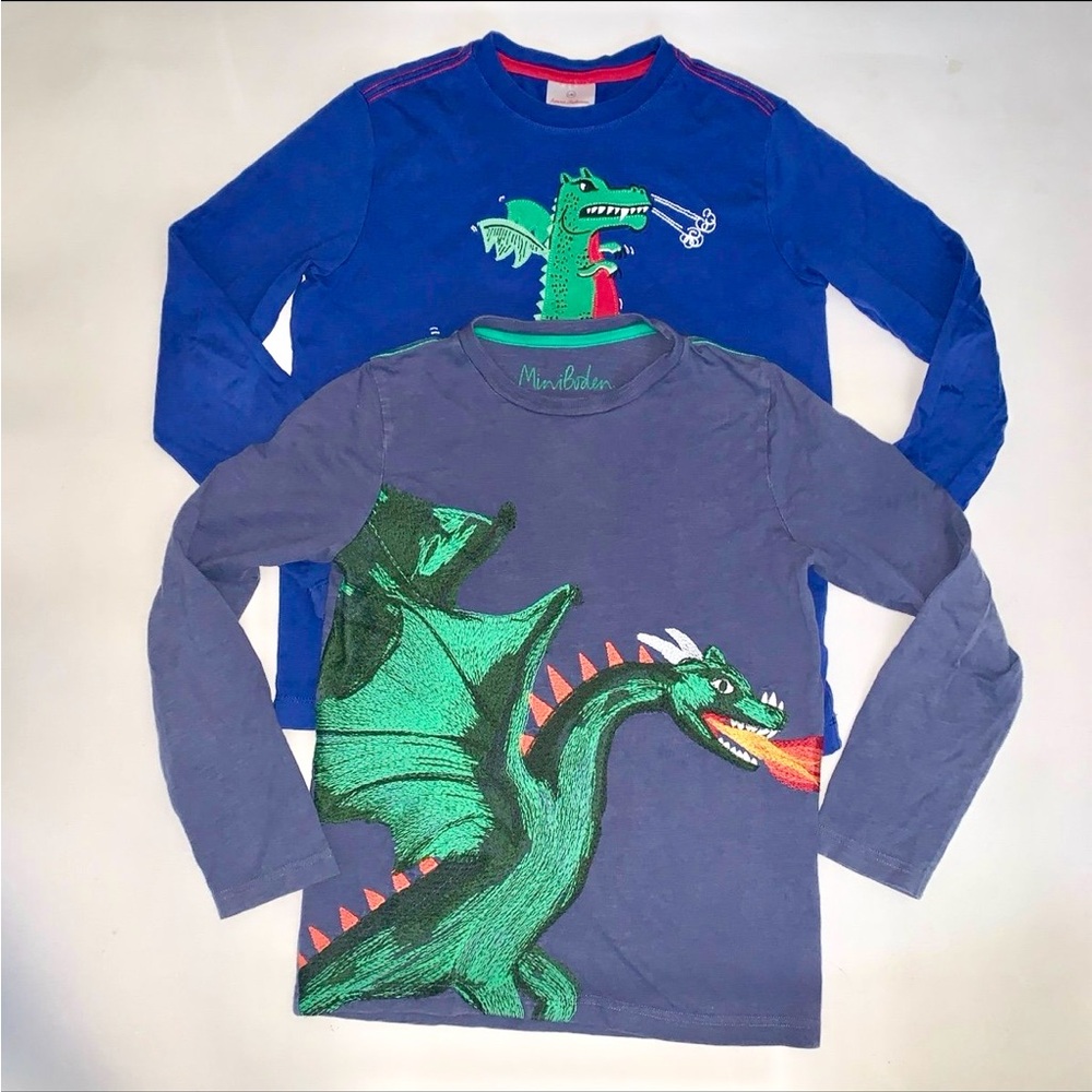 Boys dragon shirts t-shirts lot Mini Boden super stitch Hanna Andersson 140 9 10
